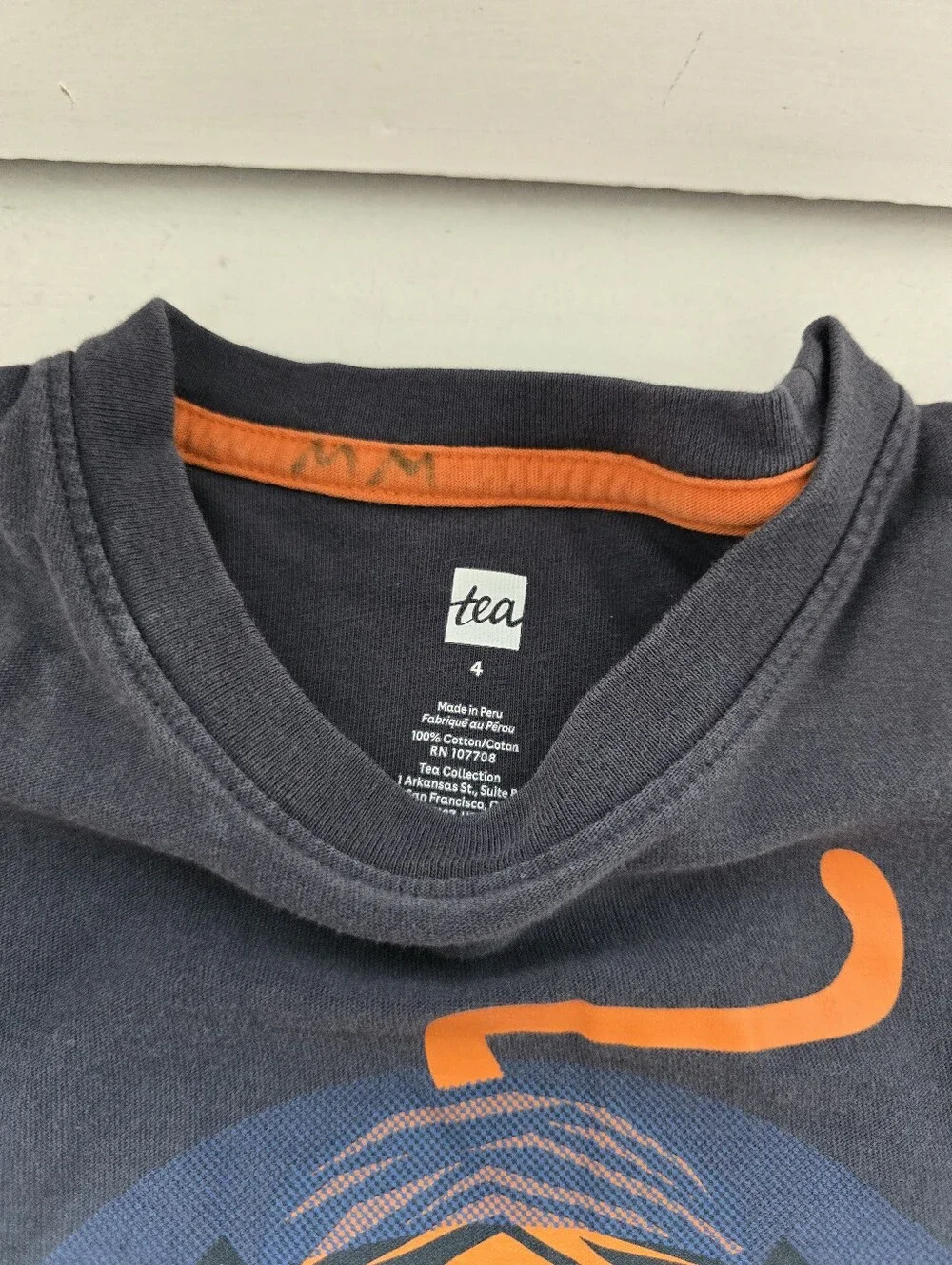 Tea Collection Navy Blue Tee with Orange Tiger